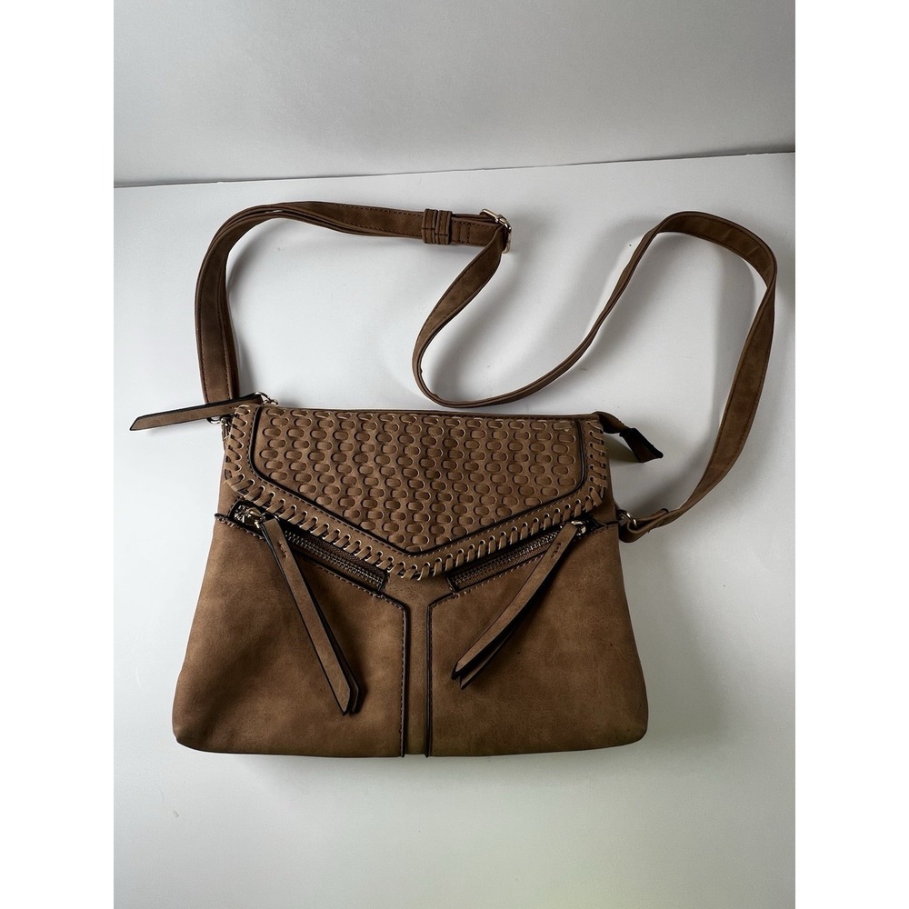 Faux Suede Crossbody Bag Beige‎ Shoulder Handbag Adjustable Strap